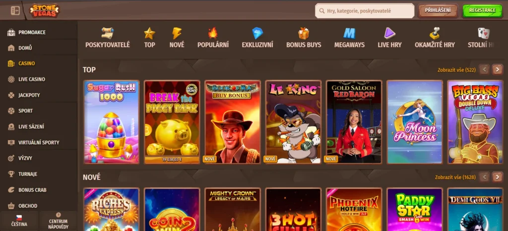 Promo kód 150BONUS v StoneVegas Casino ponuka hier a menu