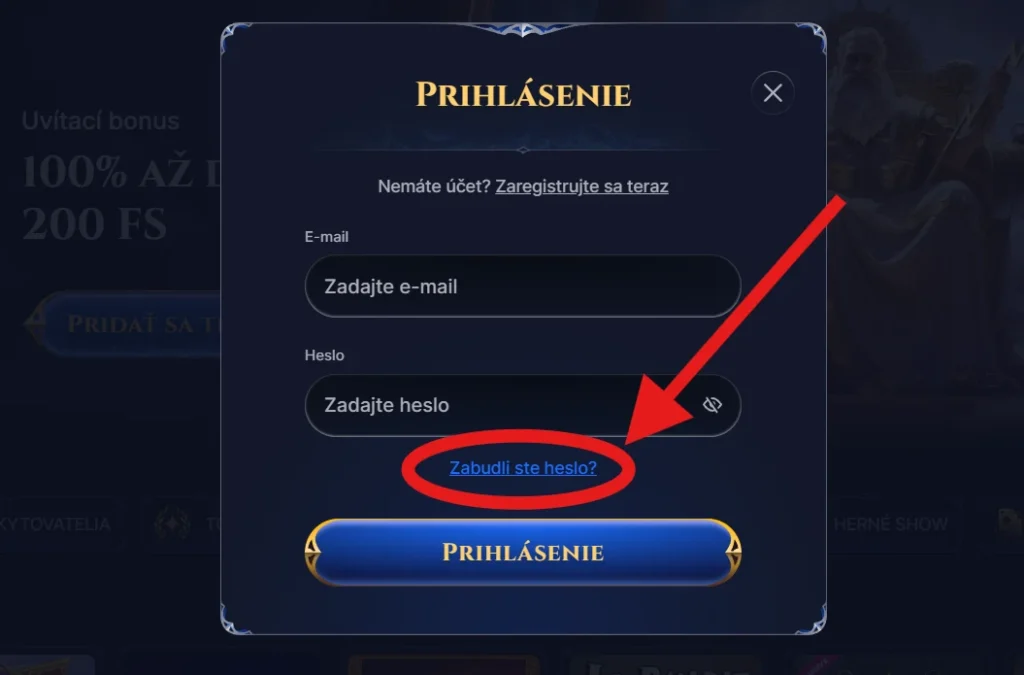 Cazeus Casino obnova hesla