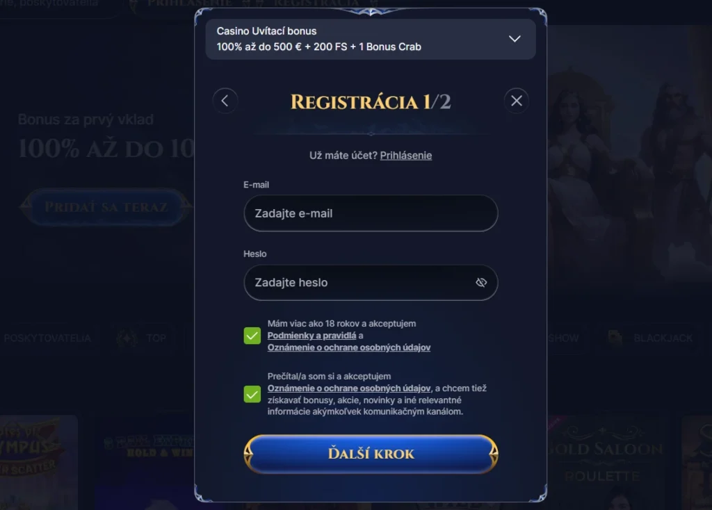 Cazeus Casino registrácia