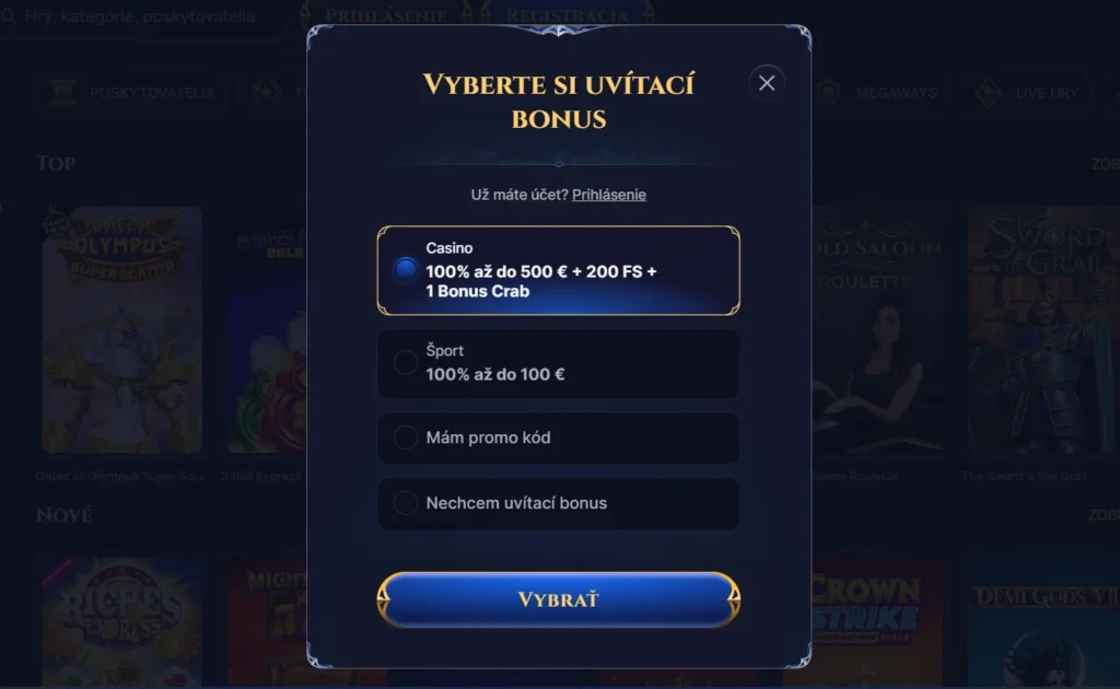 Cazues uvítací balíček pre nováčikov registrácia