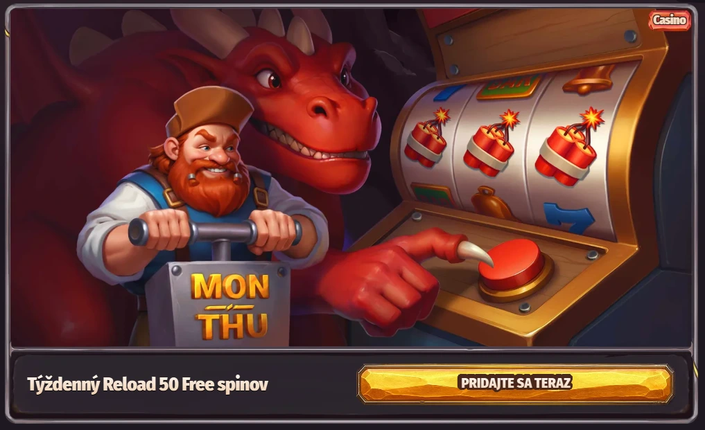 Dragonia Casino reload bonus 50 free spinov