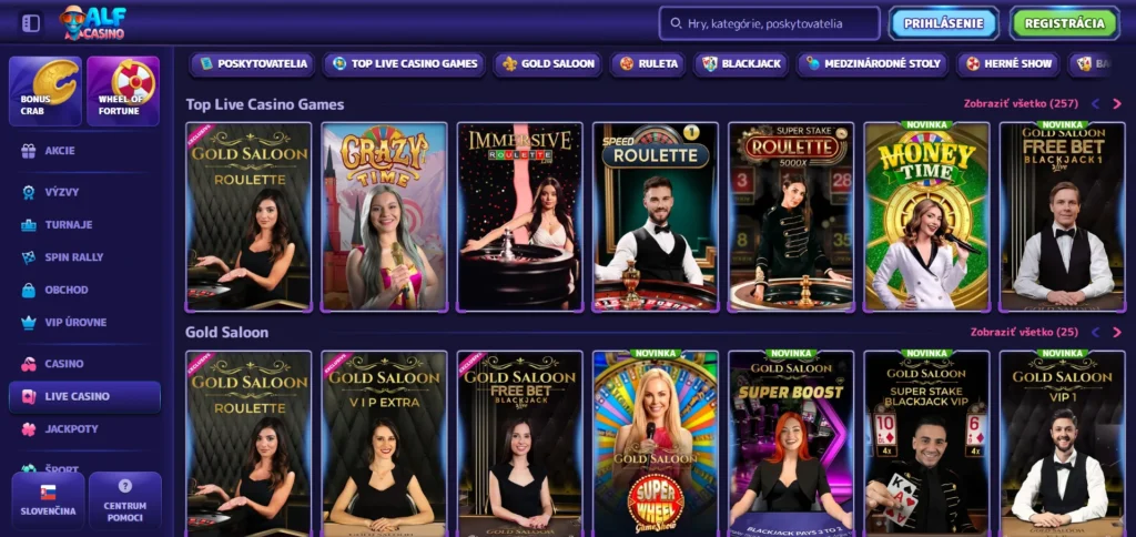 Alf Casino ponuka live casino hier