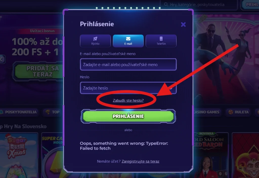 Alf Casino obnova hesla