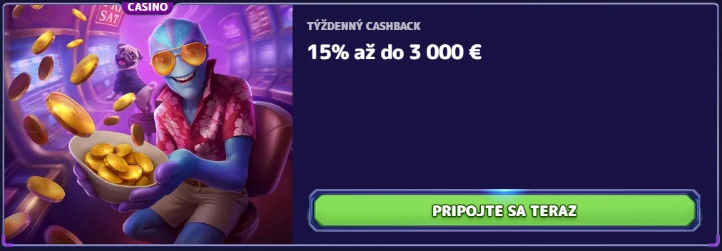 Alf Casino týždenný cashback bonus