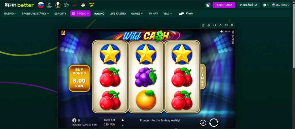SpinBetter uvítací balík hra Wild Cash