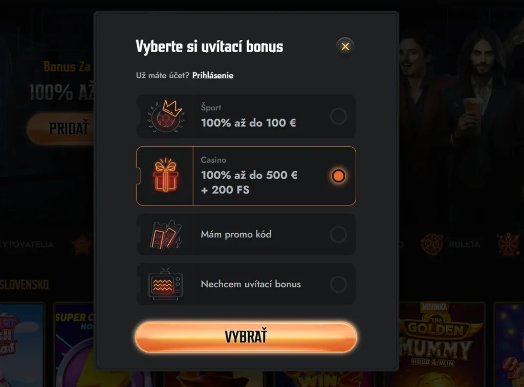 Gransino bonus za registráciu výber bonusov