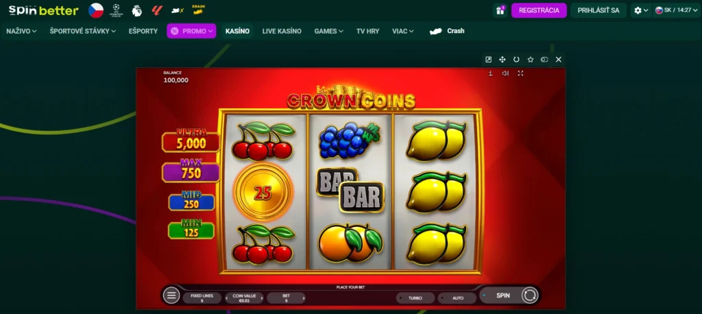 150 free spinov bez vkladu hra Crown Coins