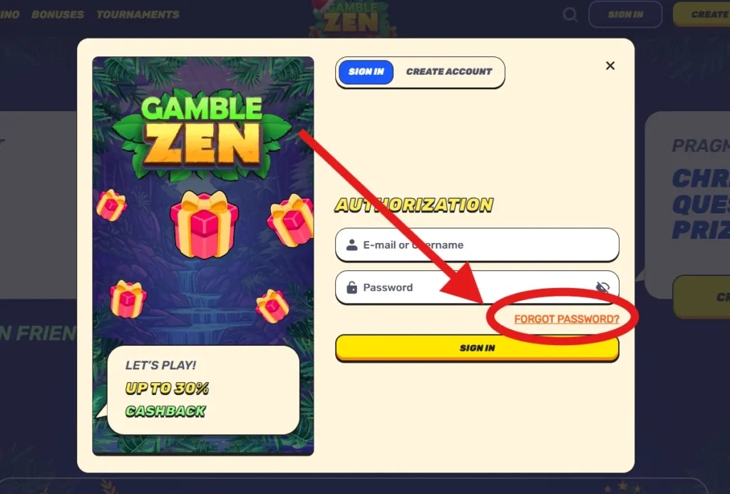 Gamblezen Casino obnova hesla