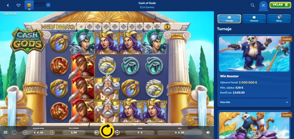 Hra Cash of Gods s promo kódom WIZEPANDIDO50