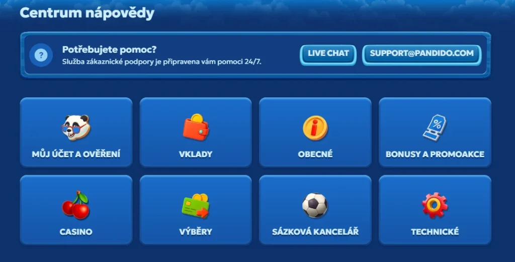 Pandido Casino centrum pomoci
