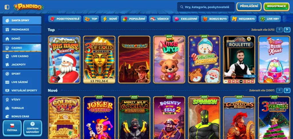 Pandido Casino menu a ponuka hier