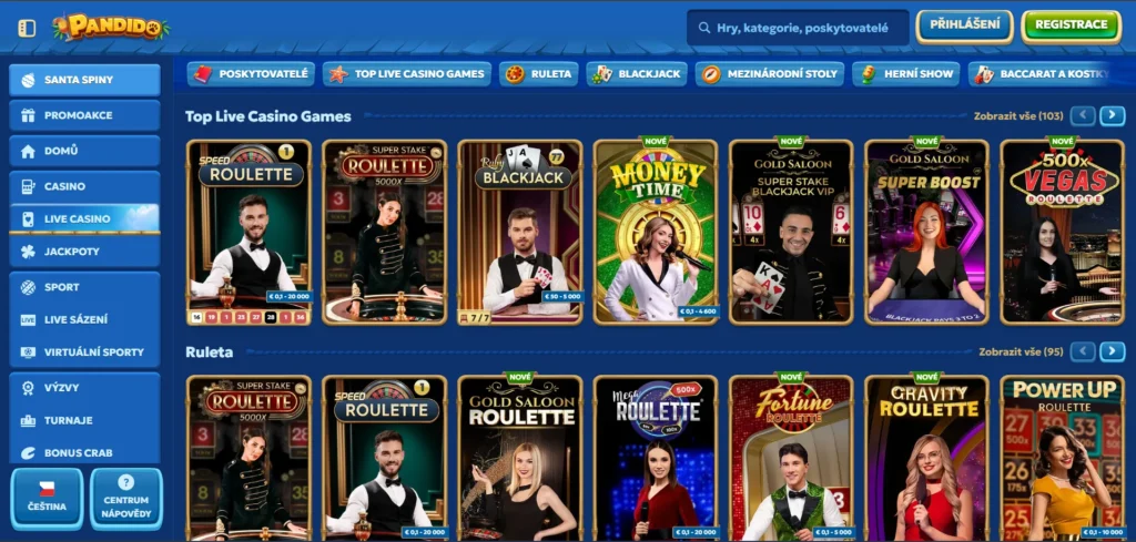 Pandido Casino ponuka live kasíno hier