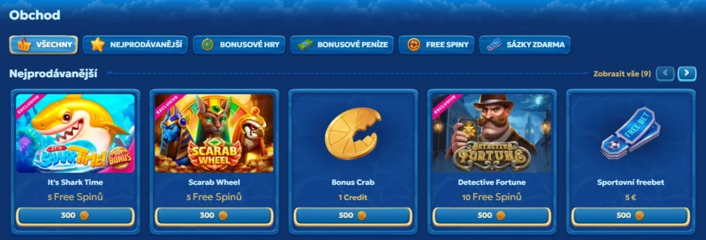 Pandido Casino obchod a mince