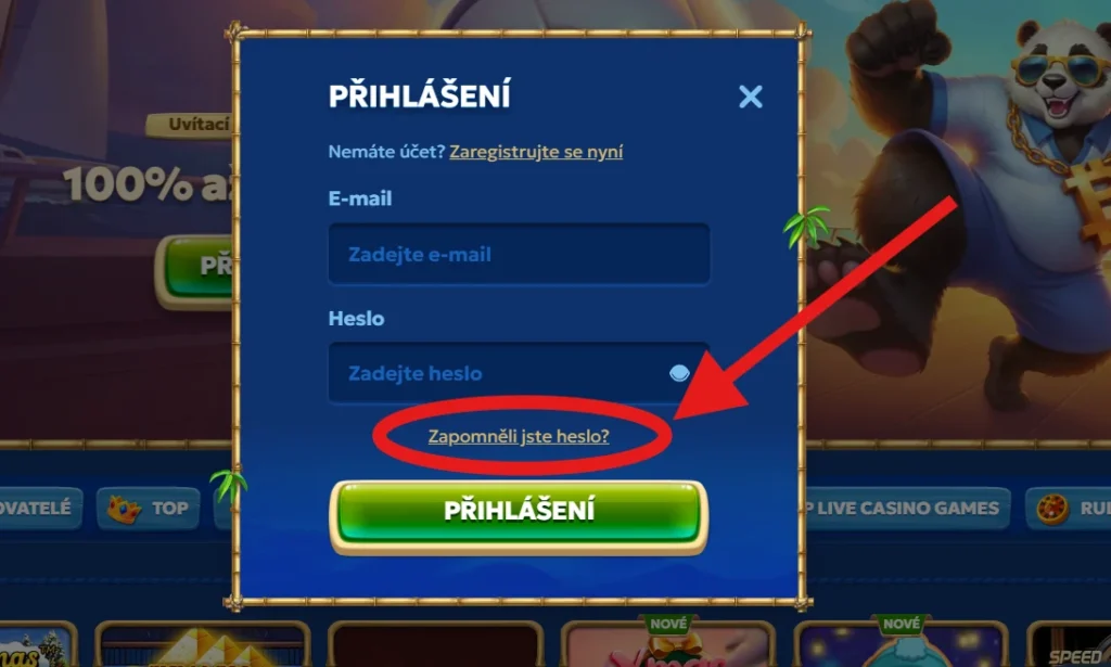 Pandido Casino obnova hesla