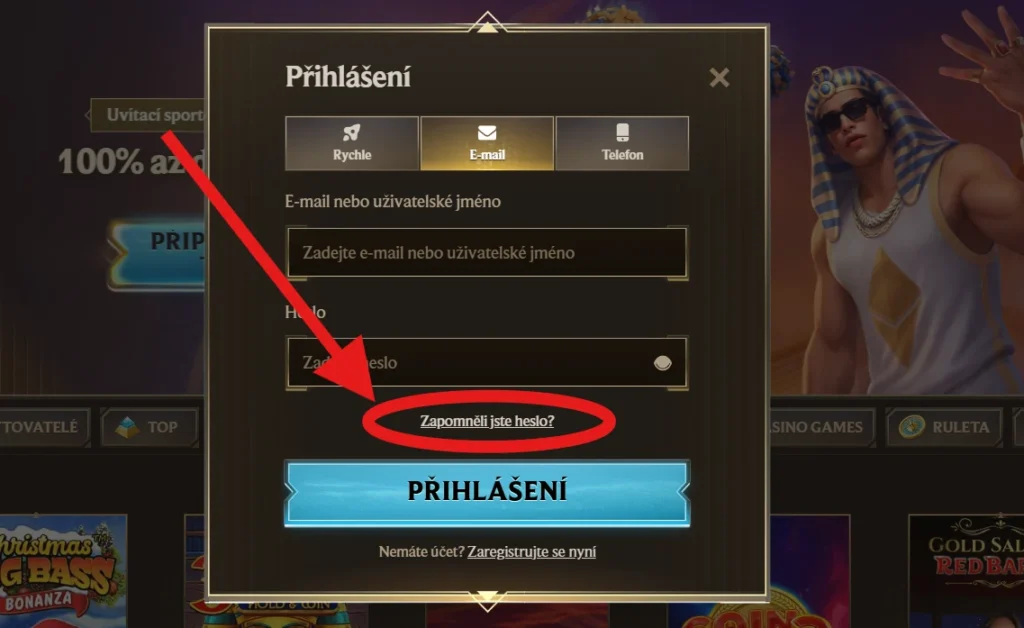 Realz Casino obnova hesla