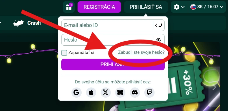 SpinBetter Casino obnova hesla