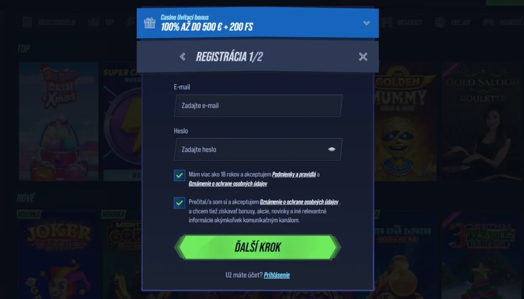 VegasHero Casino registrácia