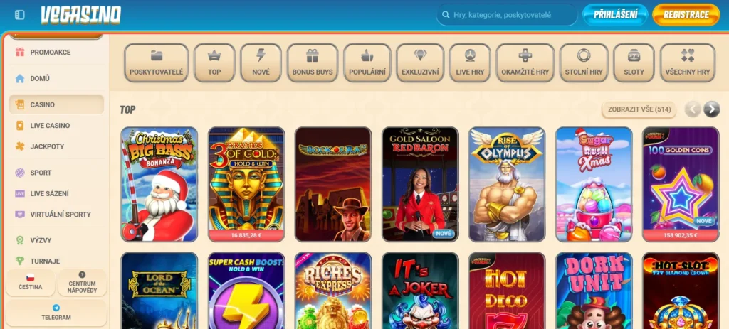 Vegasino ponuka hracích automatov