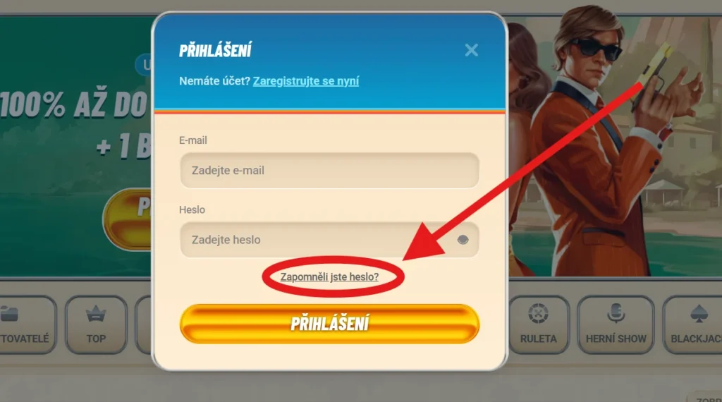 Vegasino obnova hesla