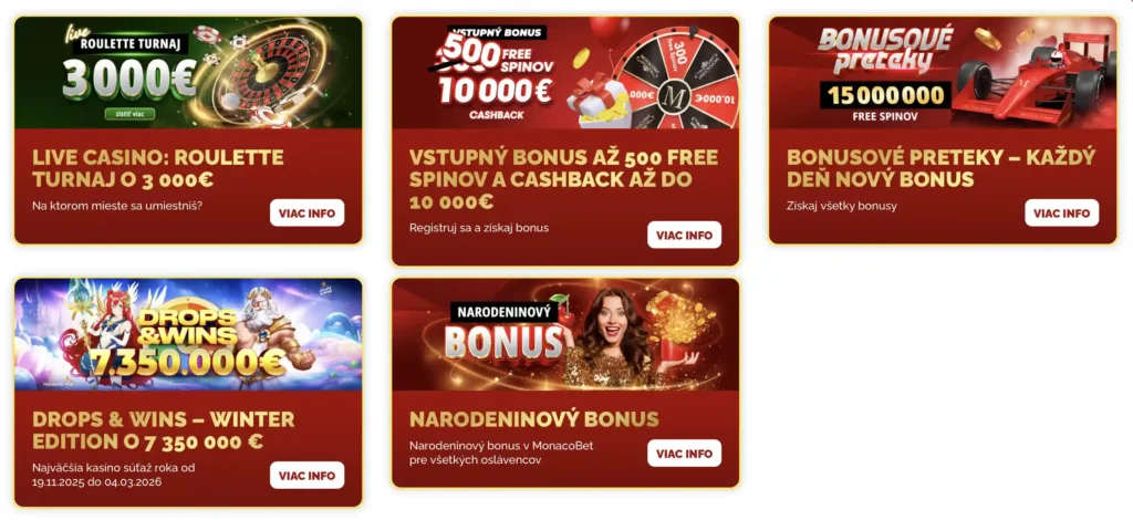 MONACObet turnaje a bonusy
