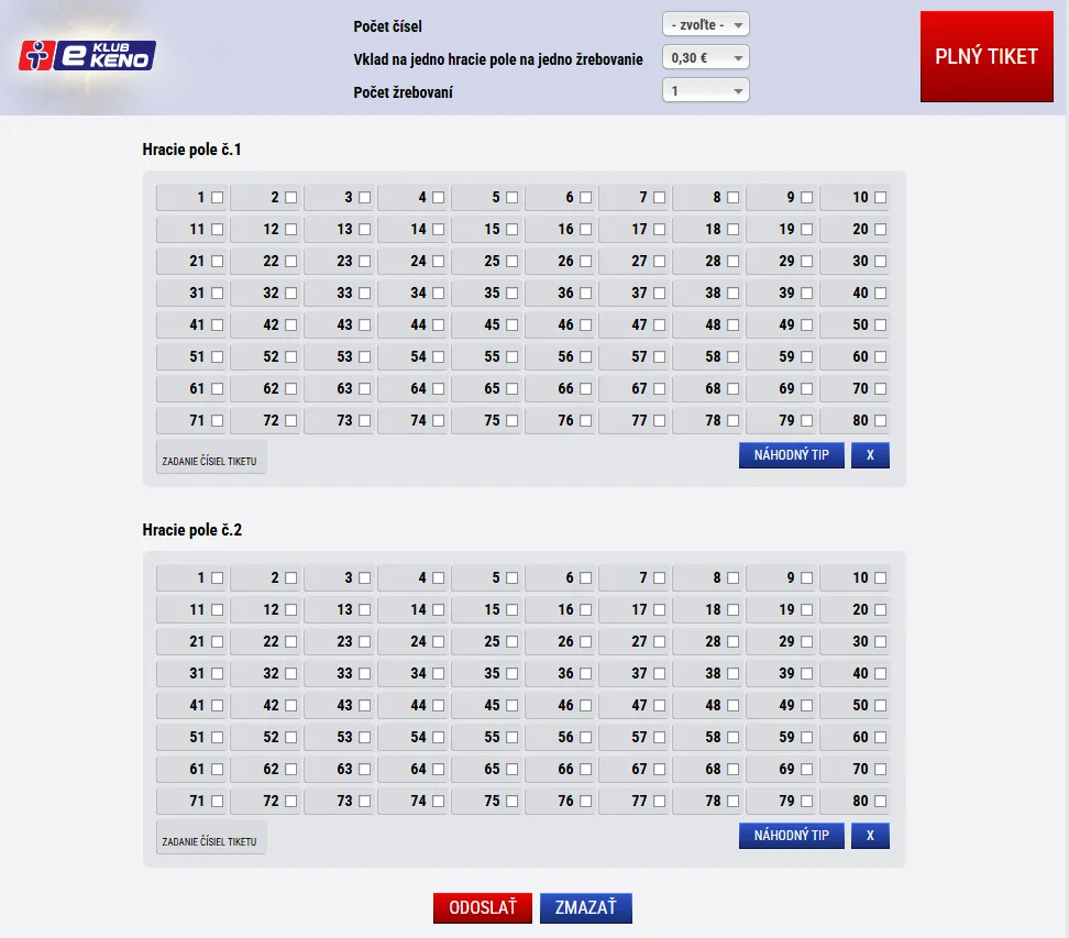 Klub Keno online eKlub Keno stránka