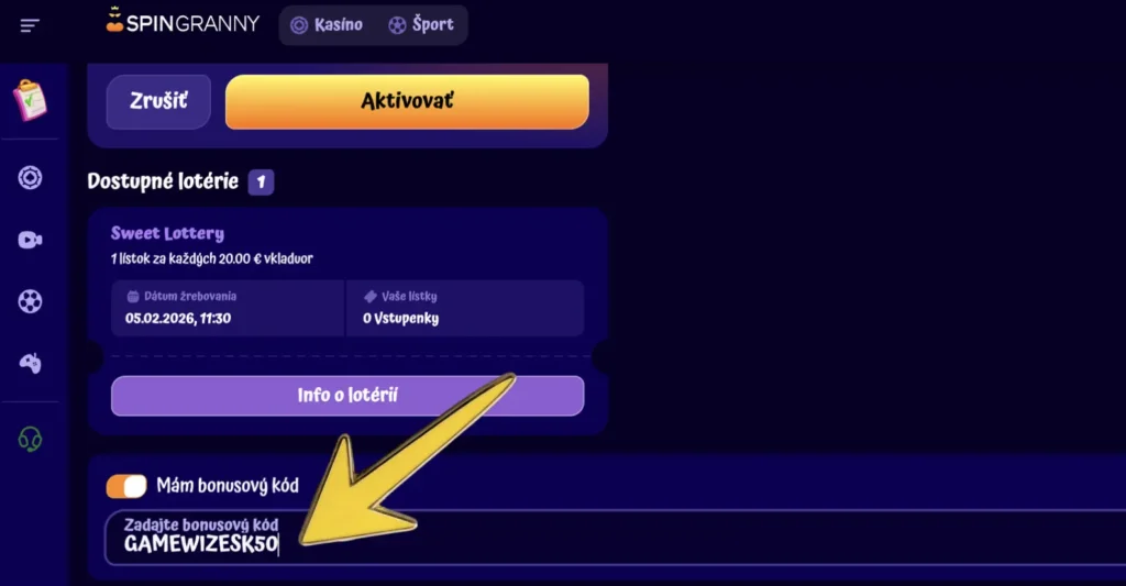 Kde zadať promokód gamewizesk50 v Spingranny