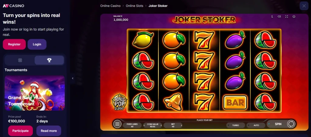 NV Casino promo kód a hra Joker Stoker