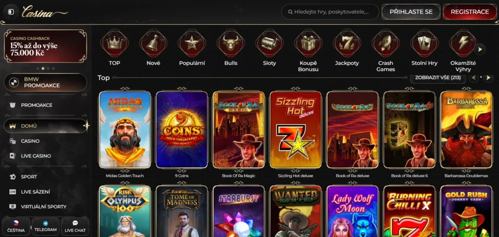 Casina Casino uvítací balíček ponuka hier