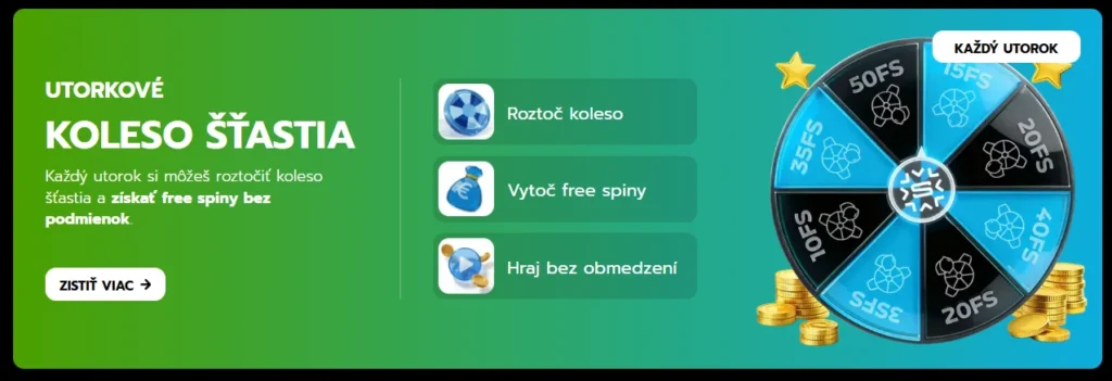 Slovmatic free spiny koleso šťastia