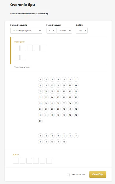 Online Eurojackpot overenie tipu