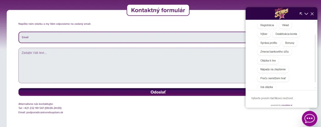 Rebuy Stars Casino zákaznícka podpora