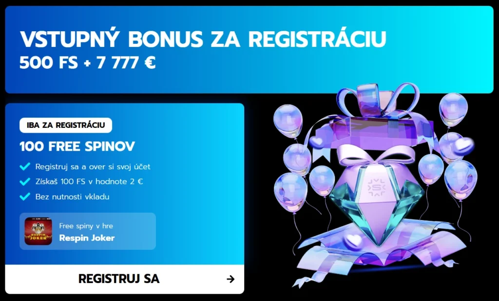 Slovmatic free spiny bonus za registráciu