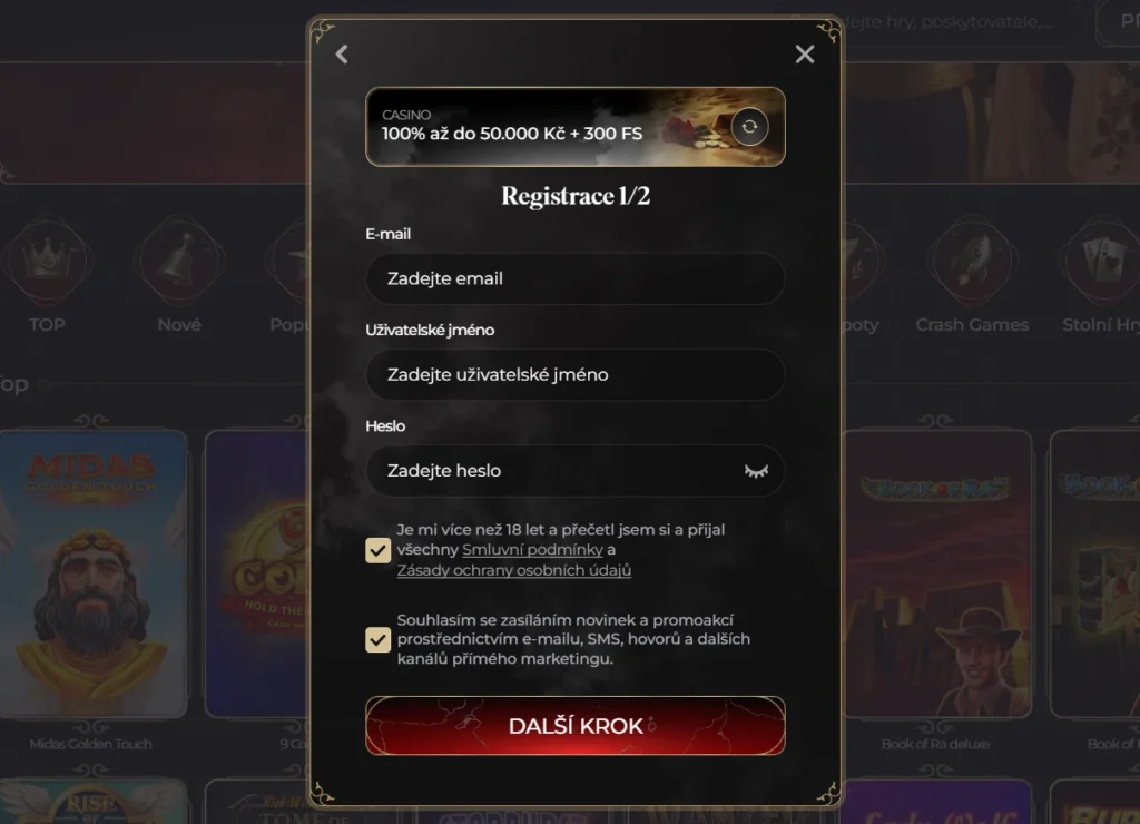 Casina Casino uvítací balíček registrácia 