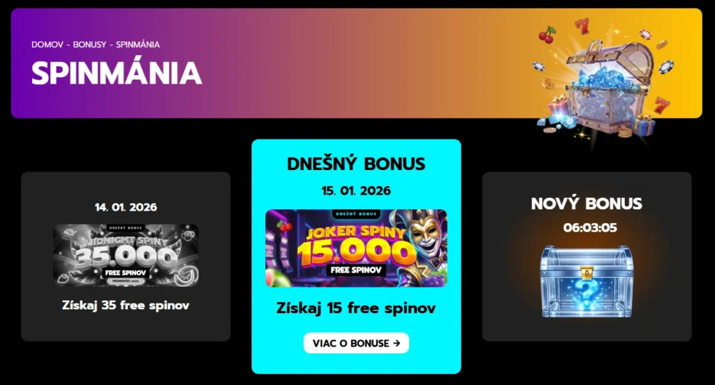 Slovmatic Bonusový kód Spinmánia