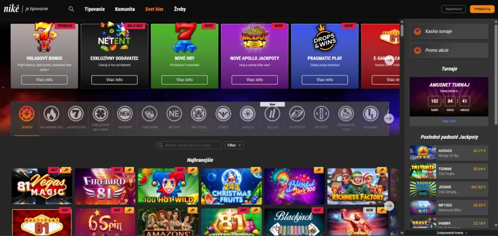 Niké automaty svet hier