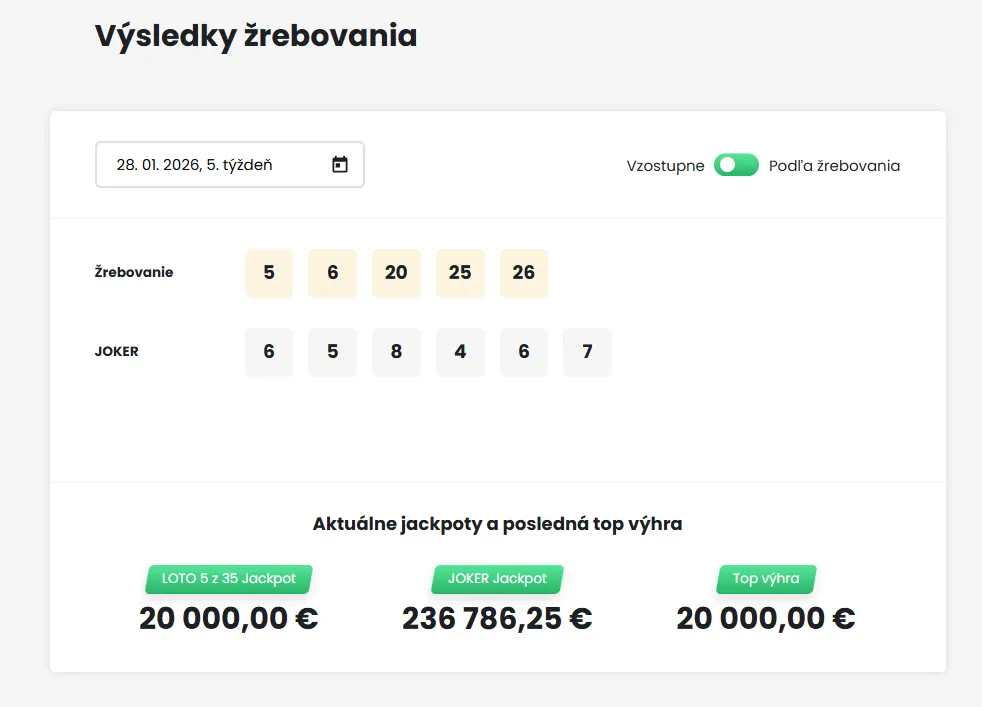 LOTO 5 z 35 overenie tipu online