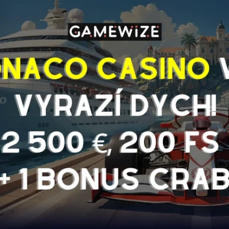 Wonaco uvítací balíček vám vyrazí dych: 2 500 EUR, 200 free spinov a 1 Bonus Crab k tomu