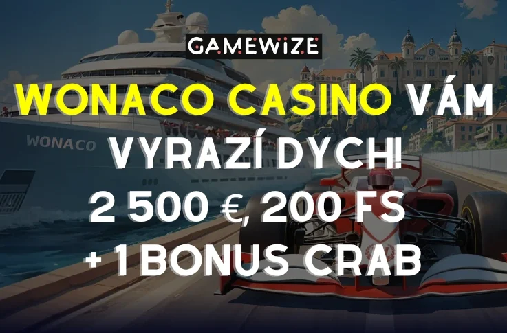 Wonaco uvítací balíček vám vyrazí dych: 2 500 EUR, 200 free spinov a 1 Bonus Crab k tomu