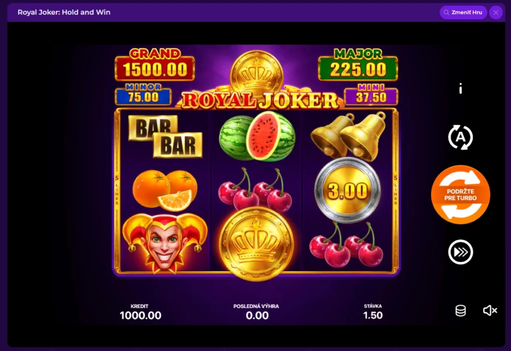 Exkluzívny blíček uvítací balíček Gambloria hra Royal Joker