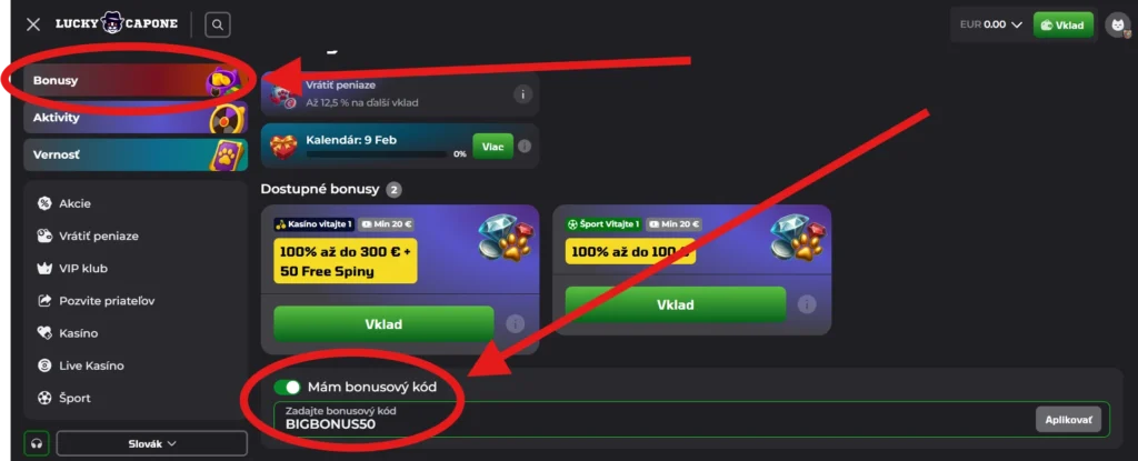 Ako získať Luckycapone Casino Bonus