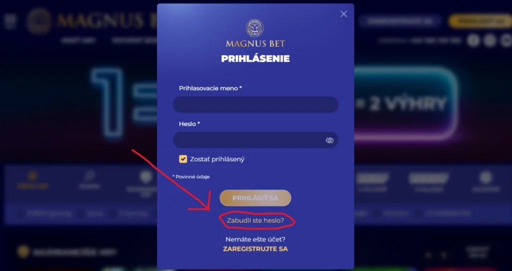 magnusbet obnova hesla