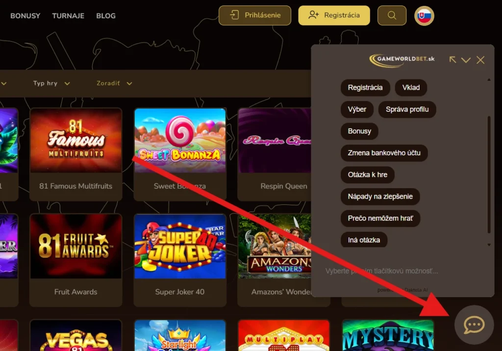 GameWorldBet zákaznícka podpora