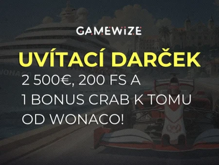 Wonaco uvítací balíček vám vyrazí dych: 2 500 EUR, 200 free spinov a 1 Bonus Crab k tomu