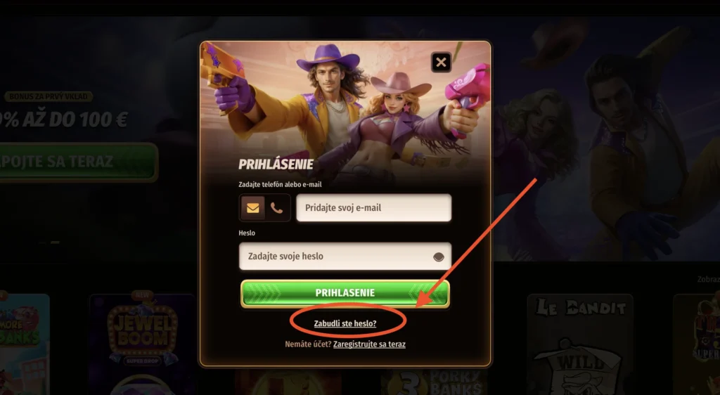 westace casino obnova hesla