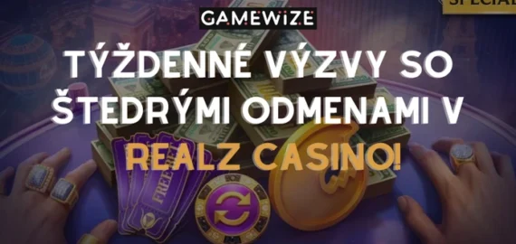 Realz Casino týždenné výzvy: Plňte úlohy, zbierajte mince a vymeňte ich za skutočné odmeny!