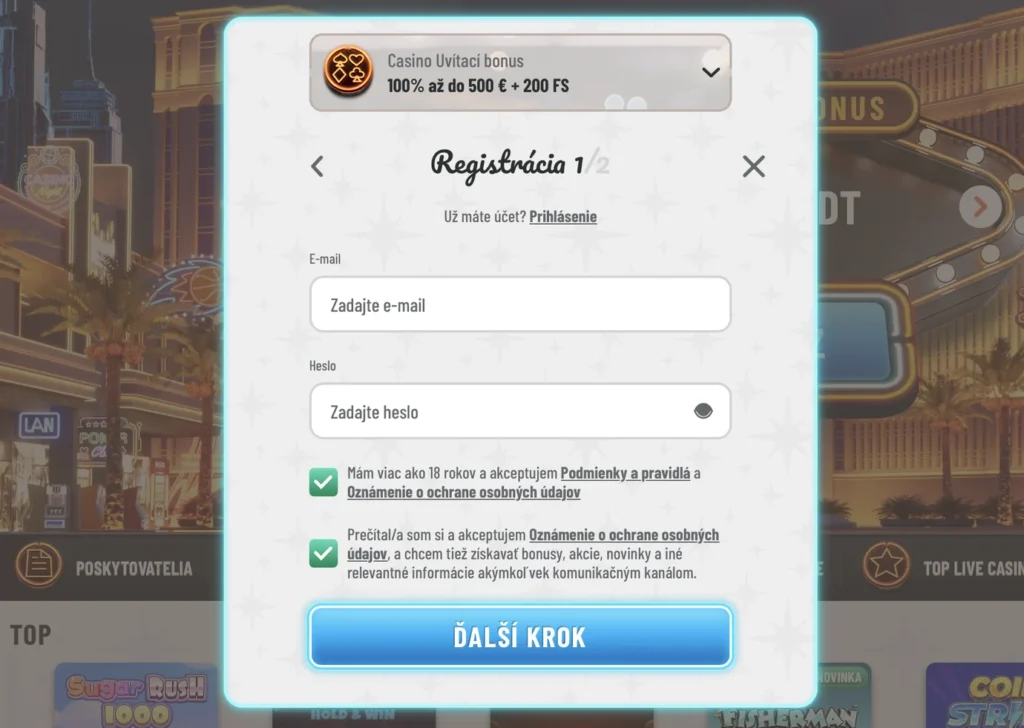 Wyns Casino registrácia