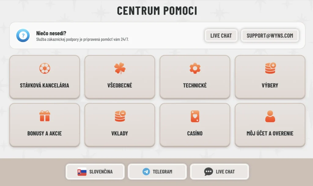 Zákaznícka podpora Wyns Casino