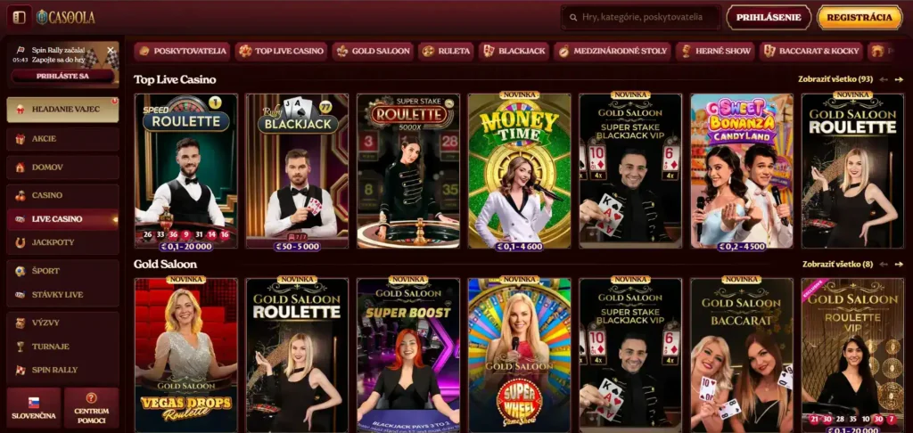 Casoola Casino live kasíno ponuka