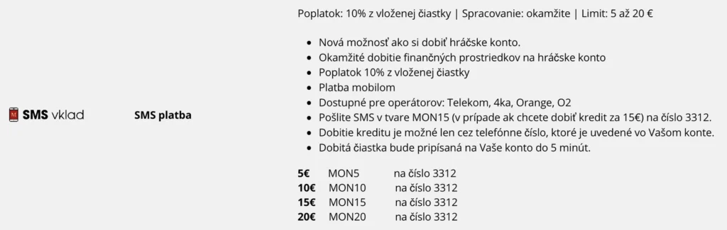 monacobet sms vklad podmienky