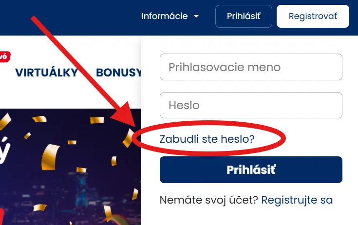 Tipos Casino obnova hesla